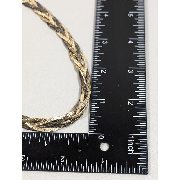 Vintage Braided Nugget Style Chain Two Tone Statement Necklace 24 inch - Picture 11 of 11